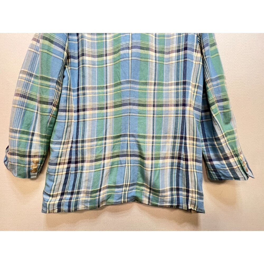 Talbots Women's Classic Linen 2 Button Blazer Long Sleeve Size L Multi Plaid - Picture 11 of 11